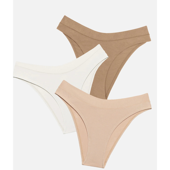 NWT CUPP The Bikini Pack of 3 - Modal, Sand Size S - Picture 1 of 4